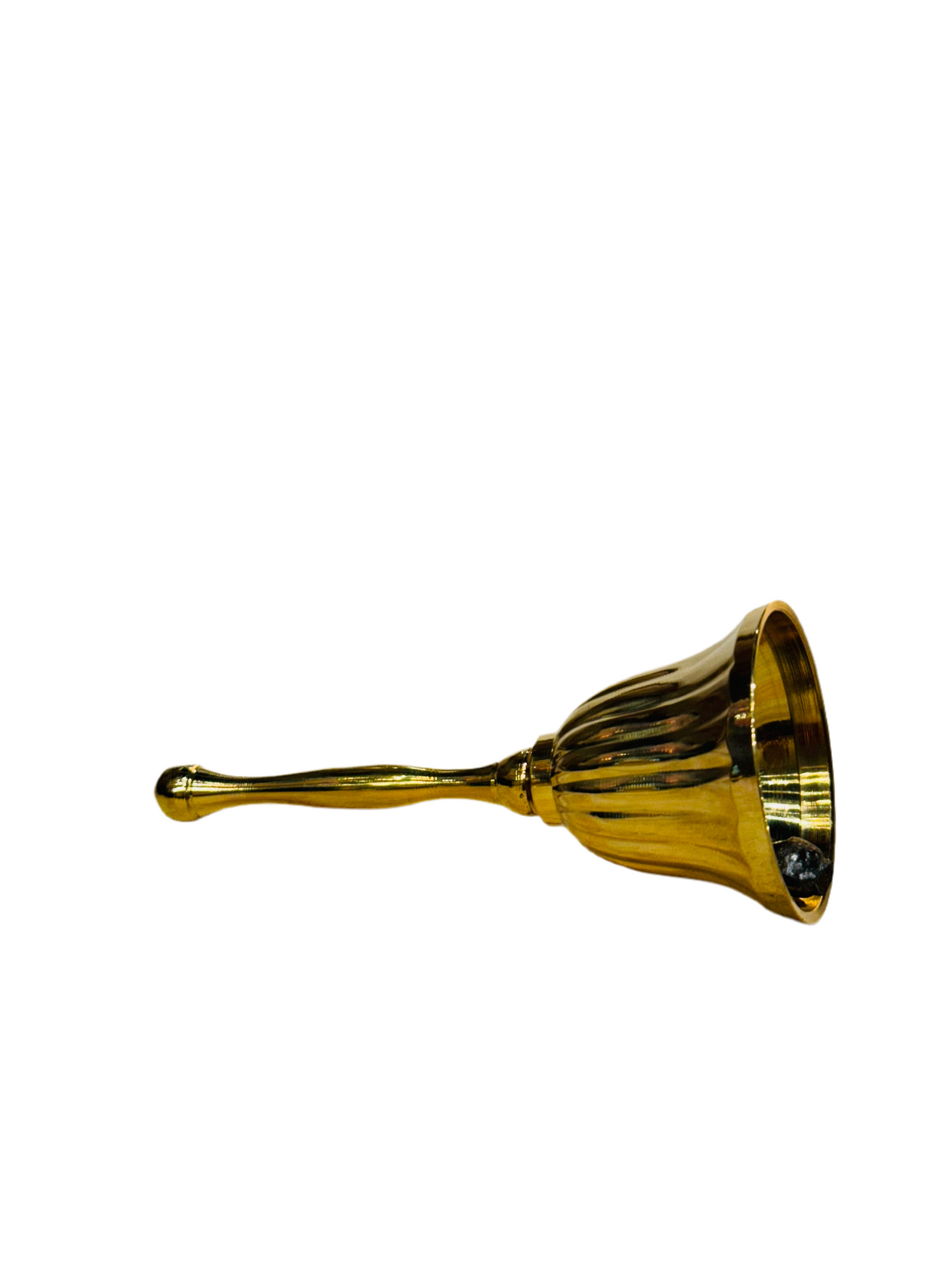 Brass Bell with decorative scalloped outer bell and slender handle 4”