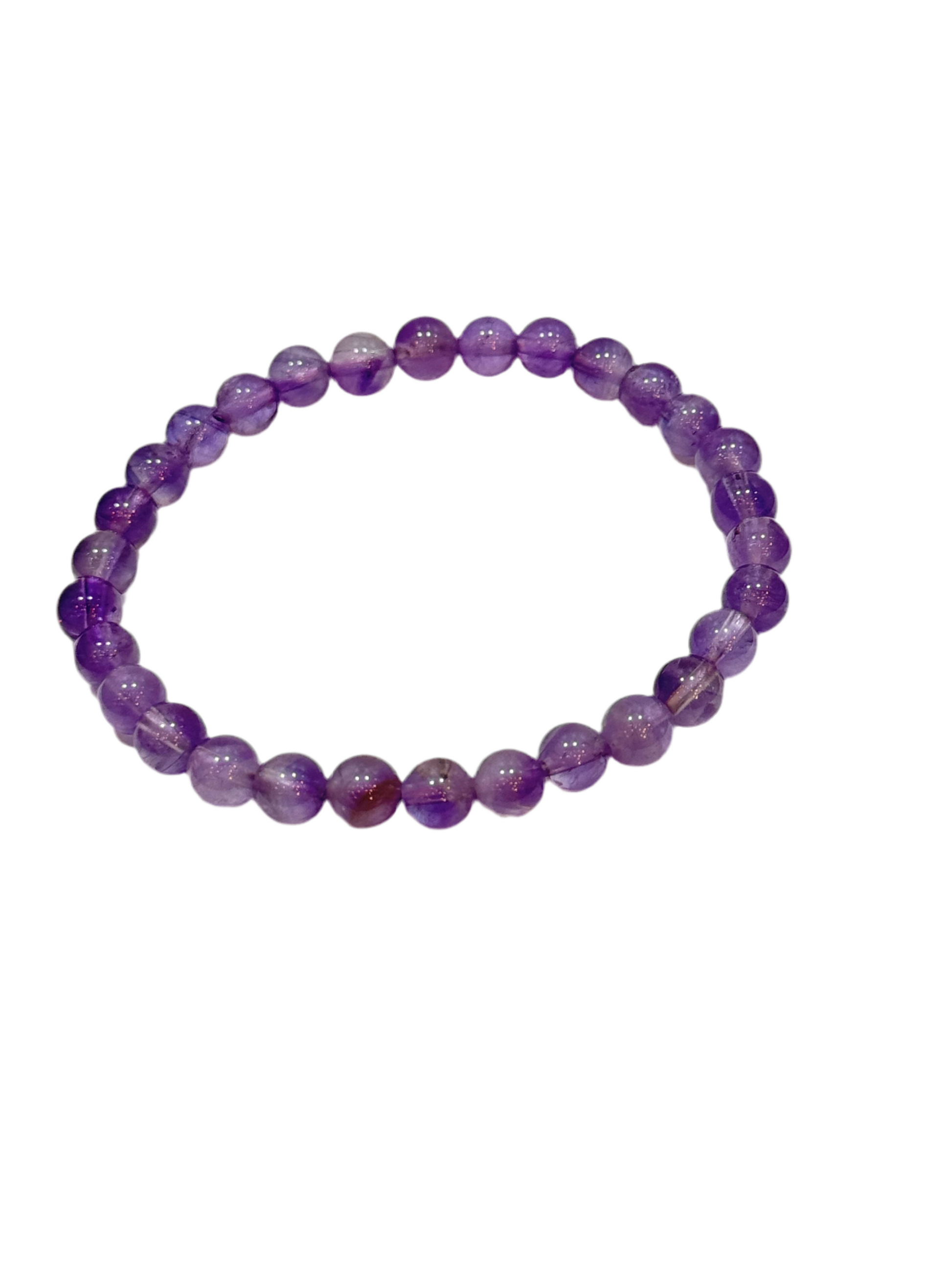 Amethyst Round Polished Beaded String Bracelet 6mm