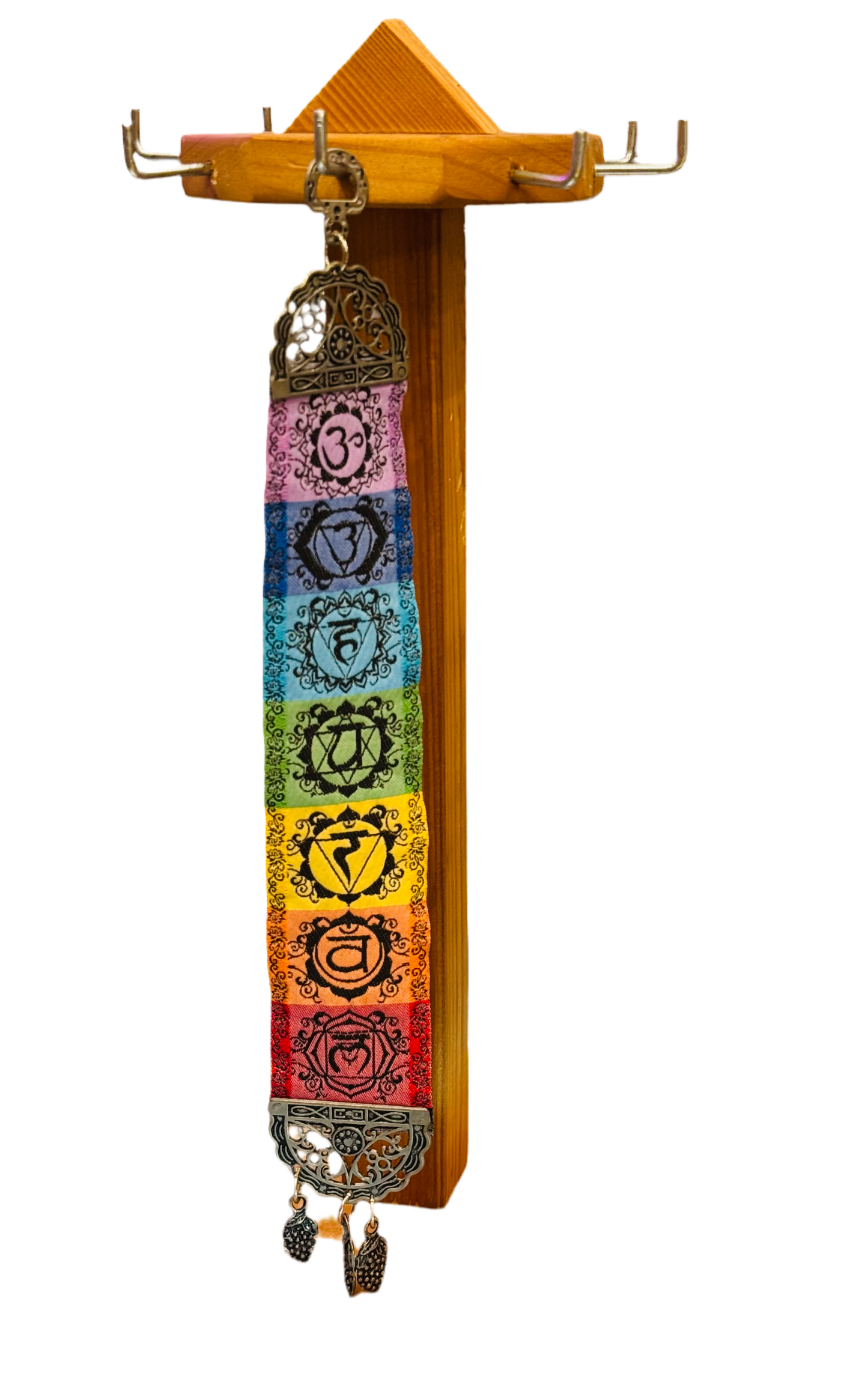 Wall Art 7 Chakras Hanging Woven Narrow Carpet with dangling Antique charms Talisman