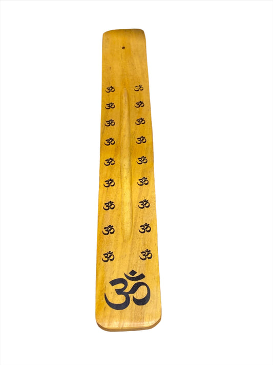 Wooden Incense Stick Holder Om Yellow