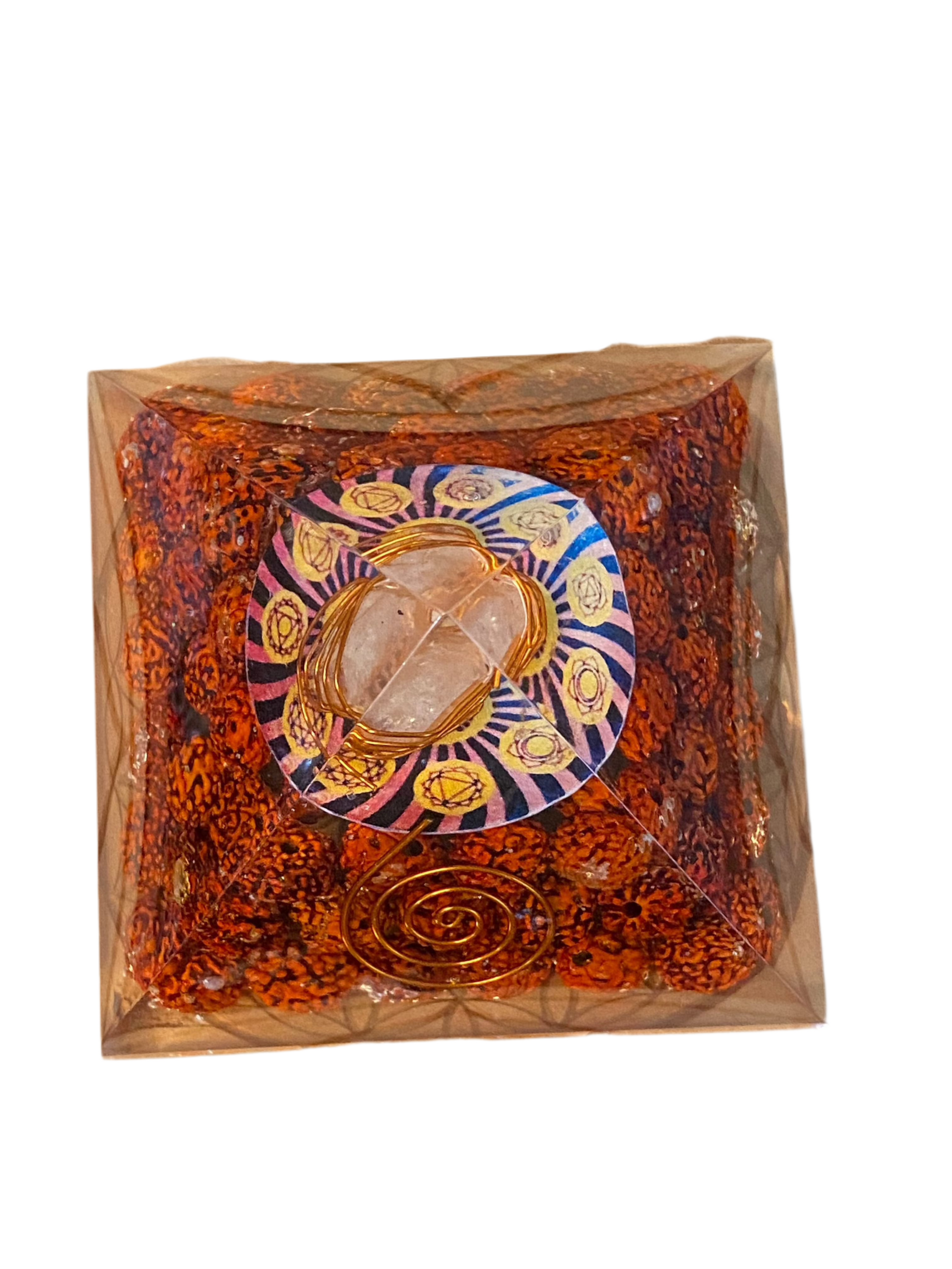 Rudraksha Seeds Orgonite Pyramid Om Talisman
