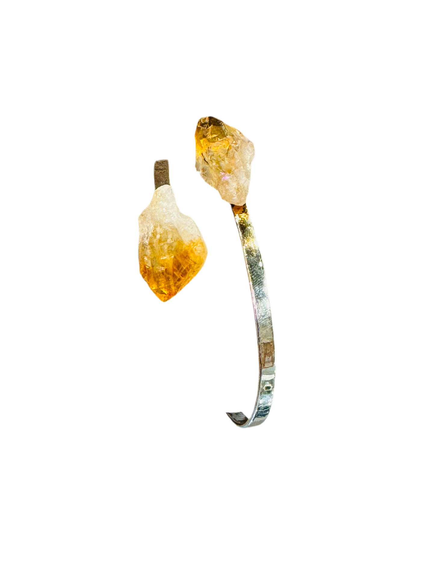 Silver Plated-Natural Citrine points Cuff bracelet