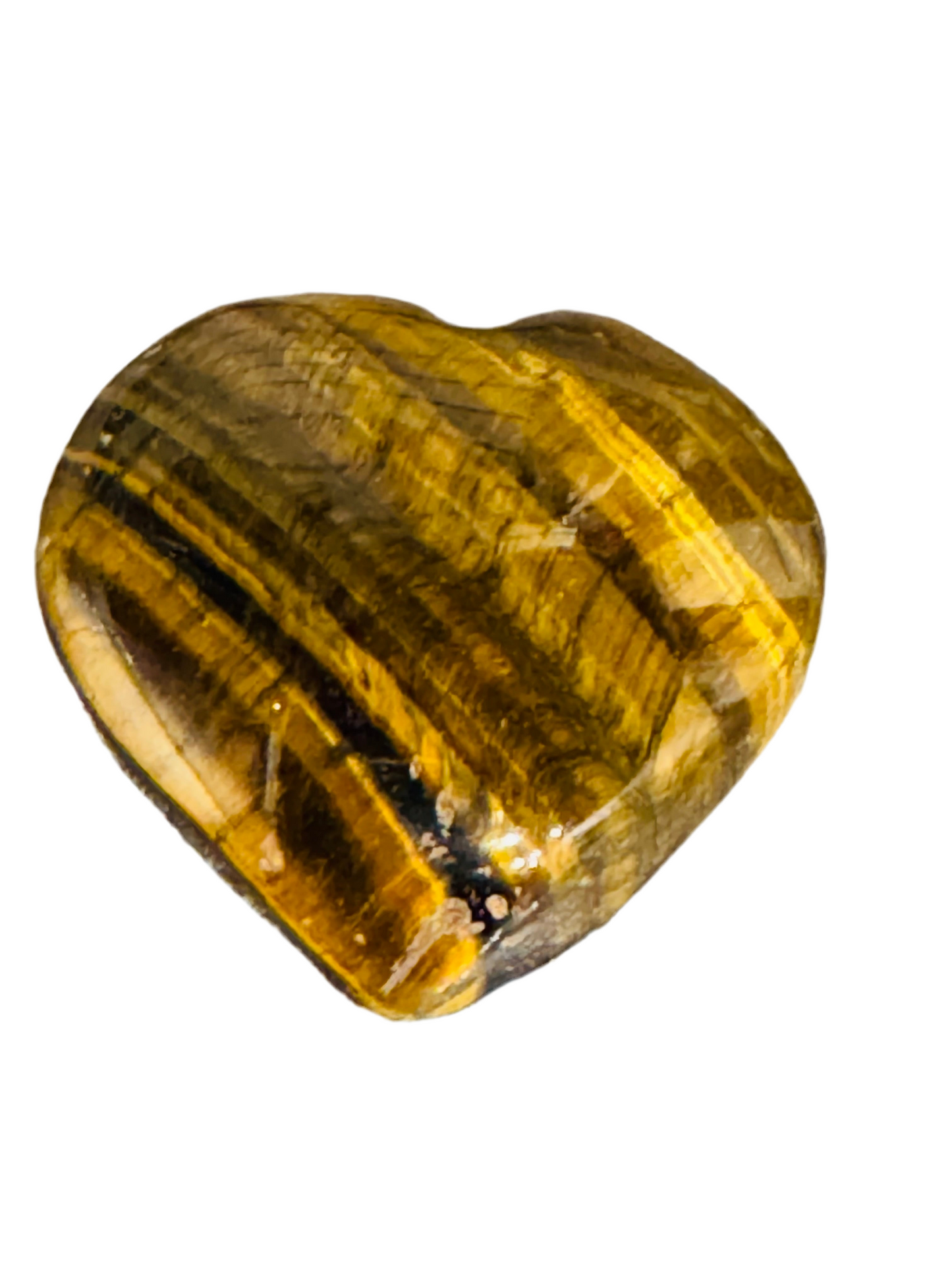 Tigers Eye Heart Tumbled Hand Carved Polished Thick 1 Each