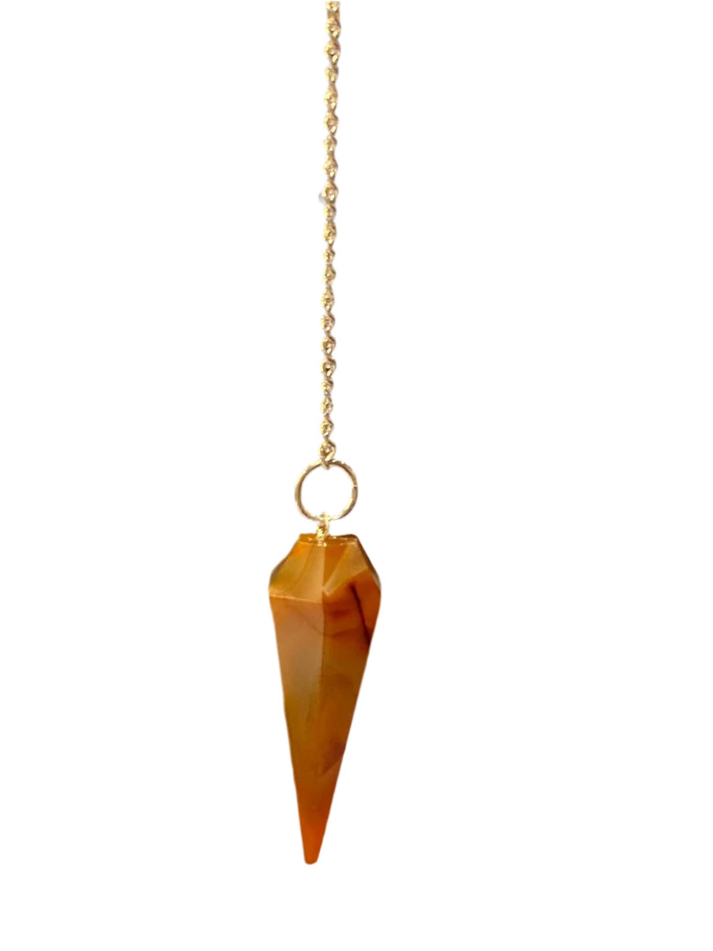 Carnelian Pendulum with pointed crystal for divination and meditation.