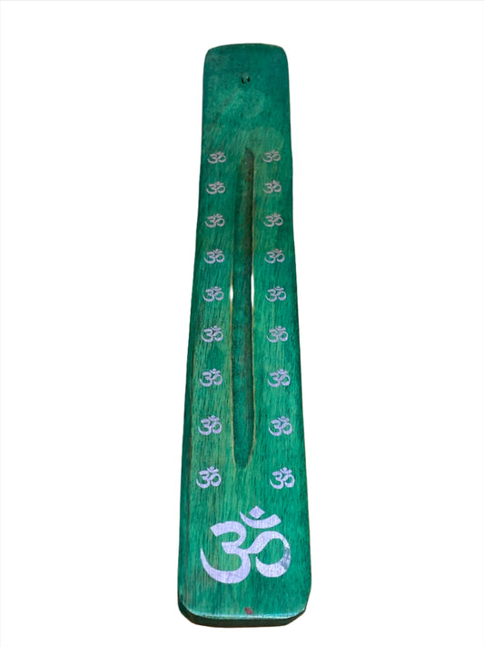 Wooden Incense Stick Holder Om Green