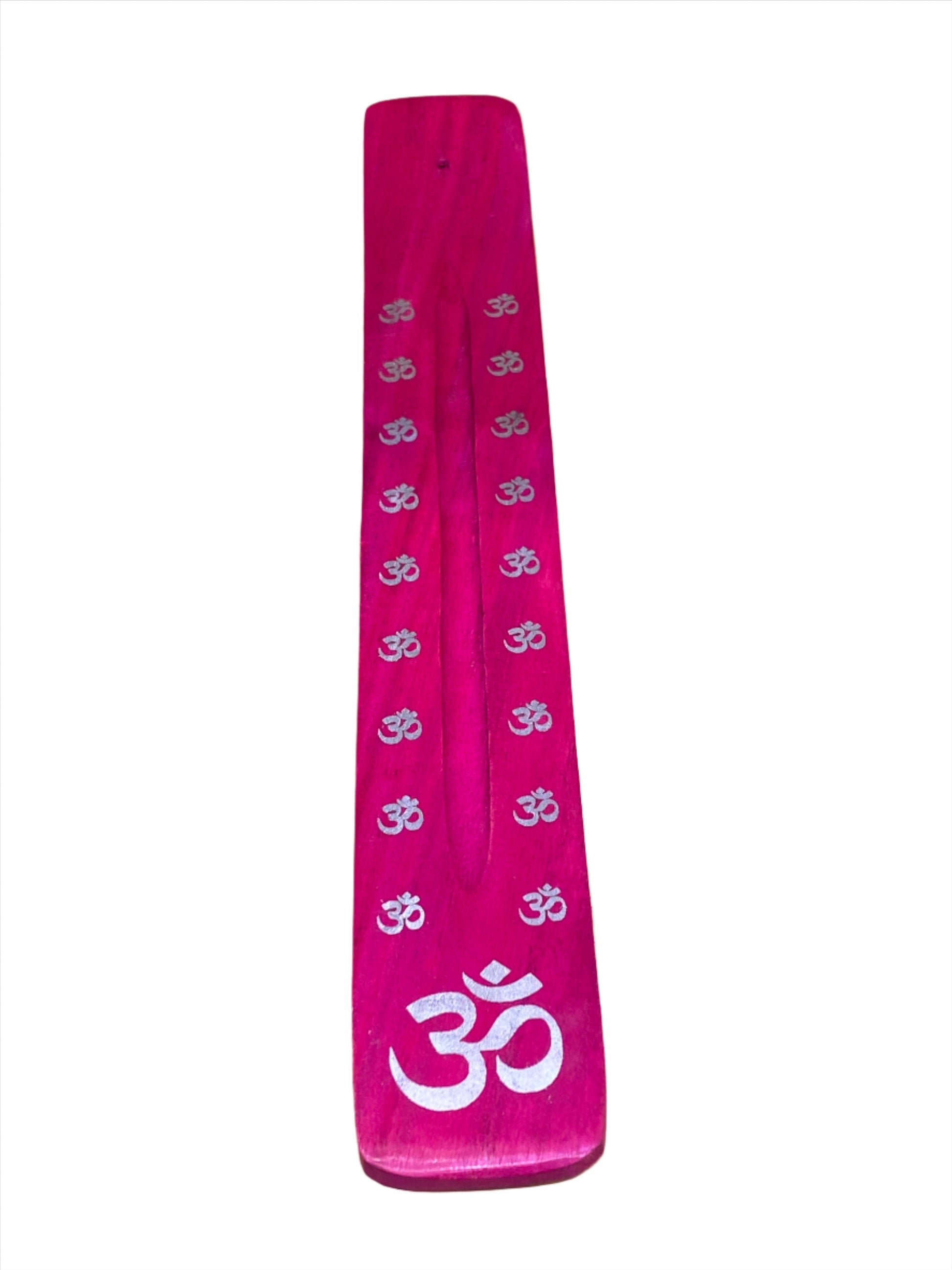 Wooden Incense Stick Holder Om Fuchsia