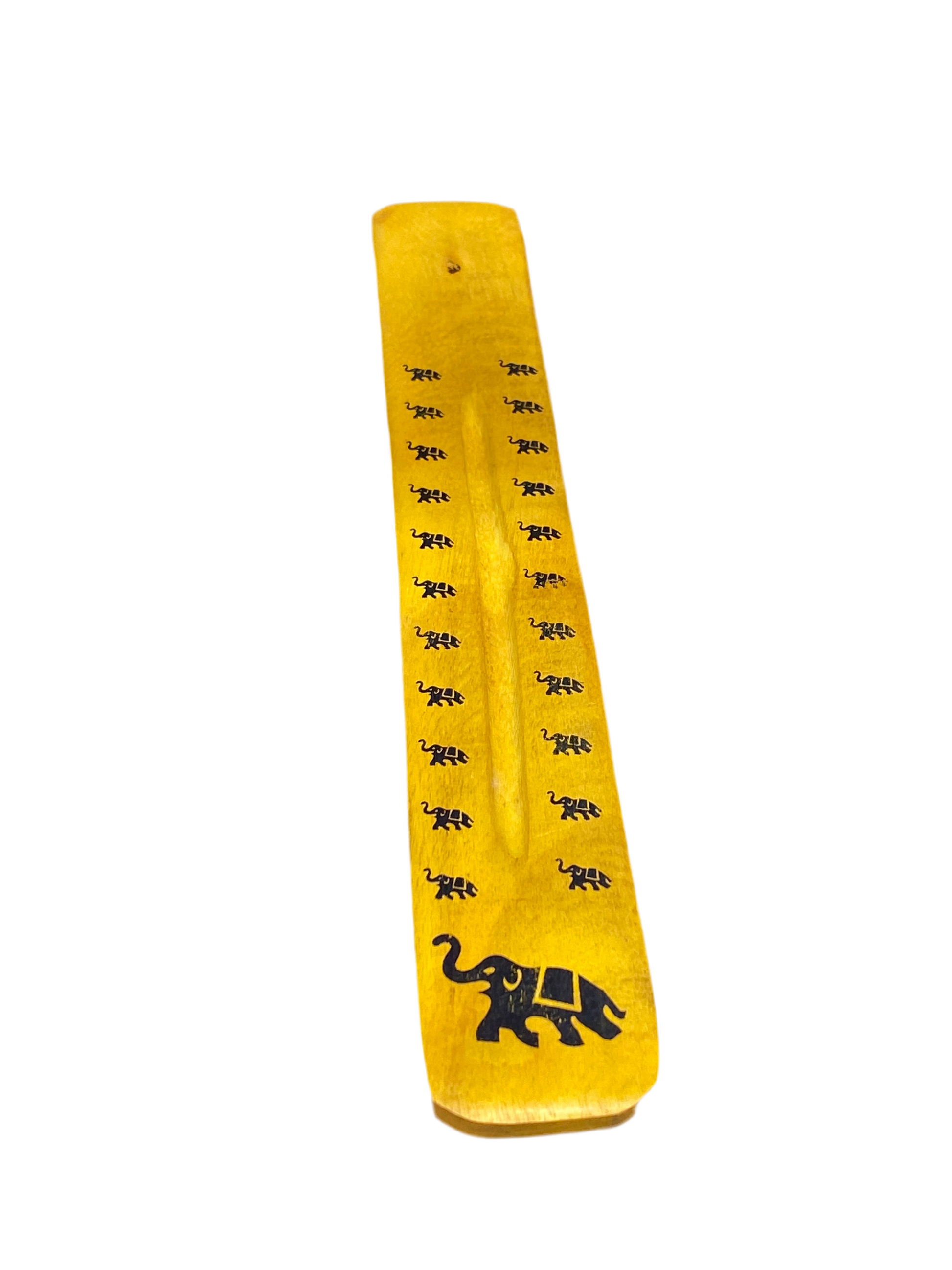 Wooden Incense Stick Holder Elephant Yellow