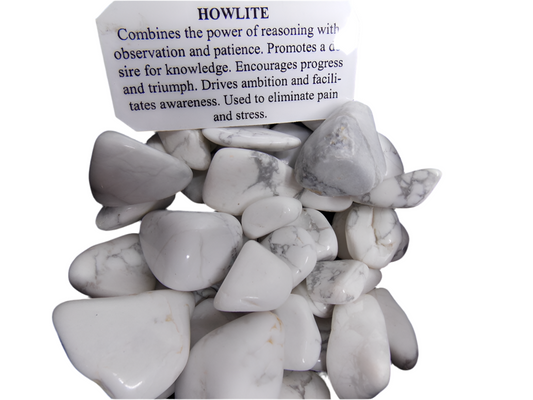Howlite Crystal, dime-sized, used for calming and relaxation, high-quality soothing stone.