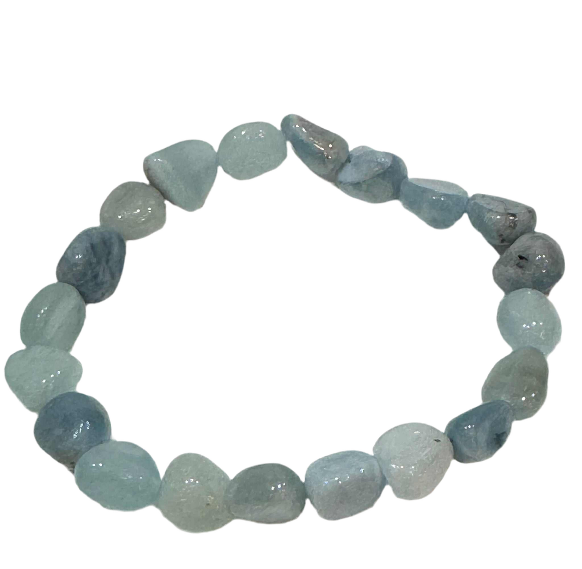 Aquamarine Polished Chips Beaded Bracelet