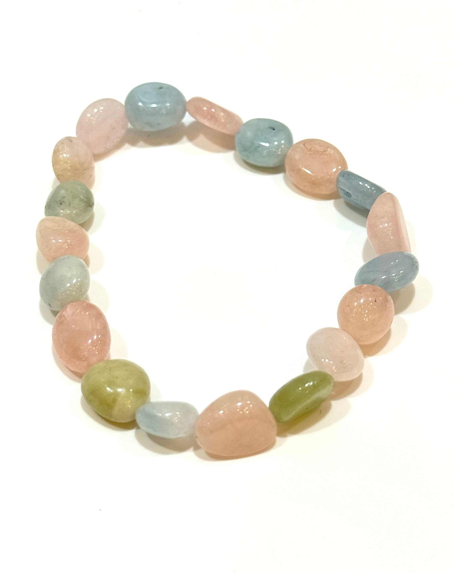 Morganite Nugget Tumbled Polished Stretch Bracelet