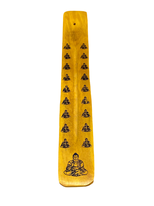 Wooden Incense Stick Holder Buddha Yellow