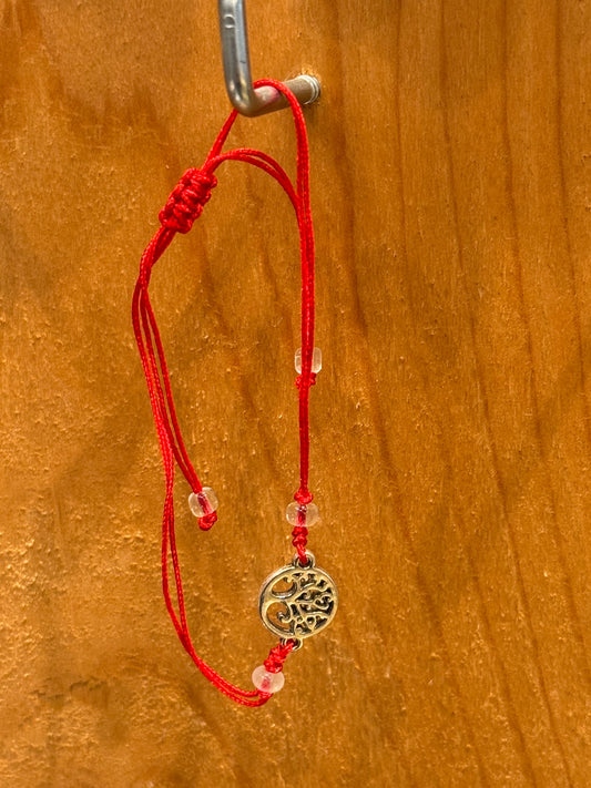Red String Pull Tie Bracelet Silver Tree Of Life Charm and Beads