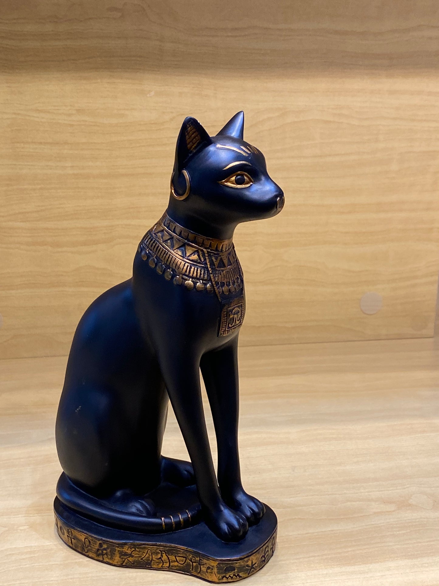 Goddess Bastet Black Cat With Engraved Gold Necklace