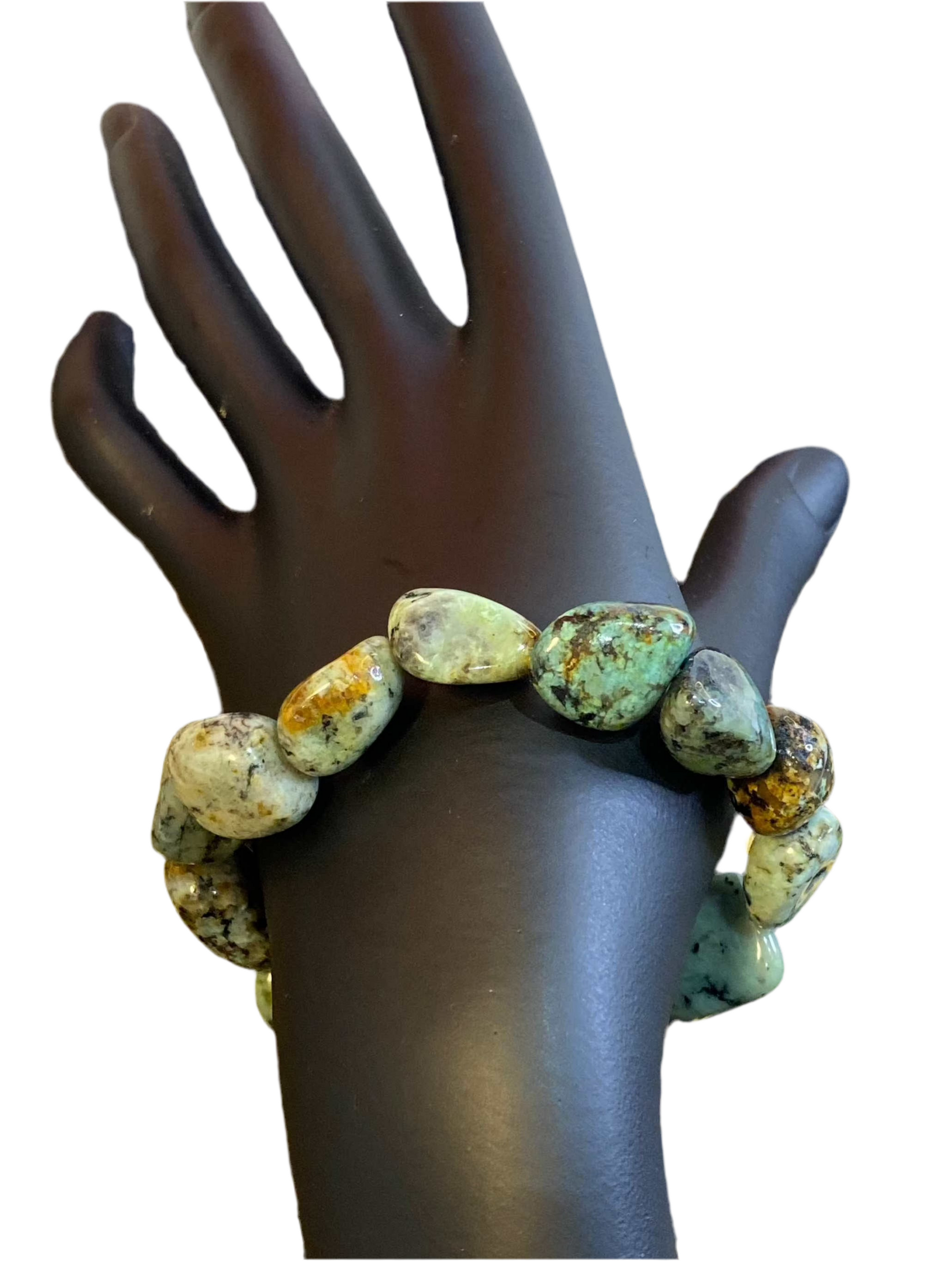 African Turquoise Tumbled String Bracelet