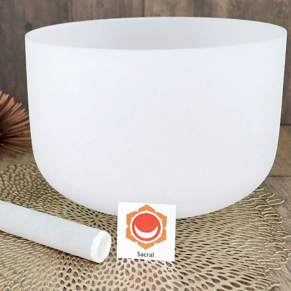 Sacral Chakra Frosted Quartz Crystal Singing Bowl