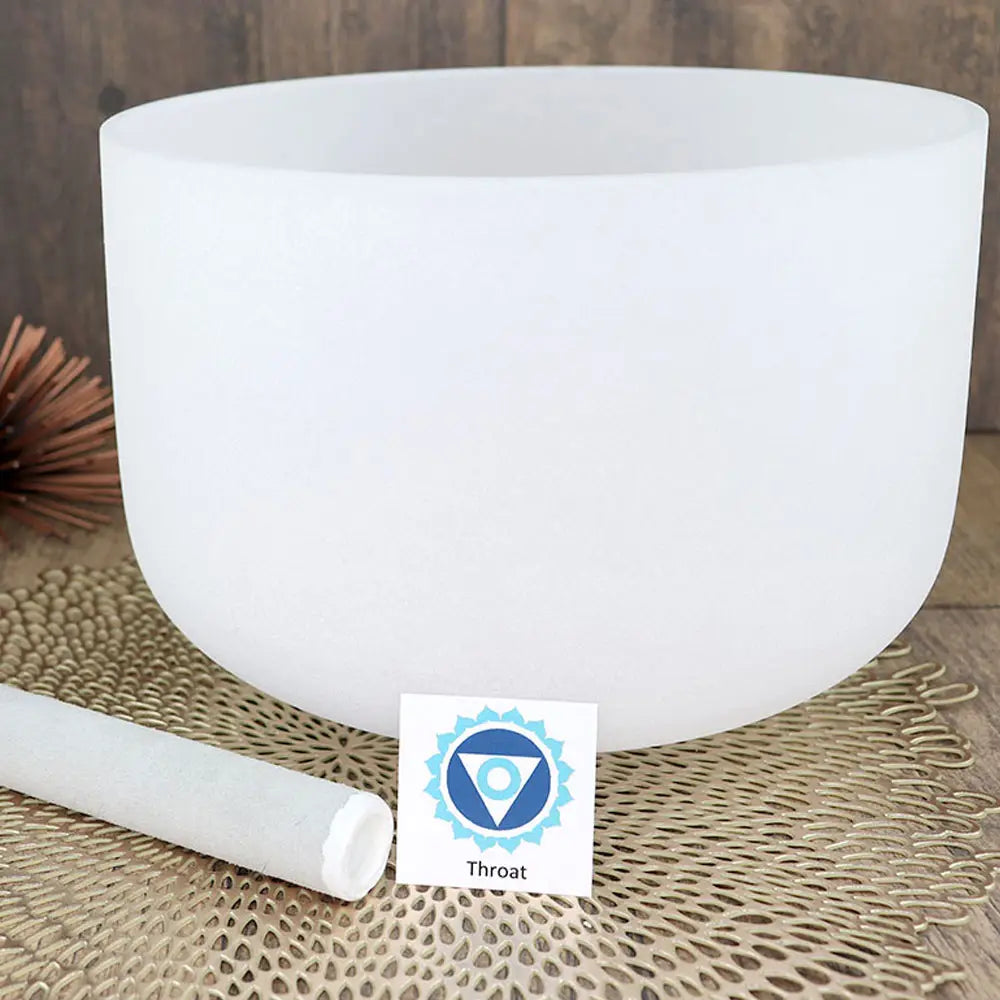 Throat Chakra Frosted Quartz Crystal Singing Bowl