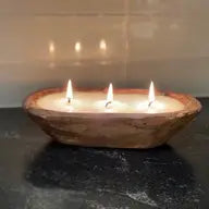 9" Petite Wood Bowl Candle