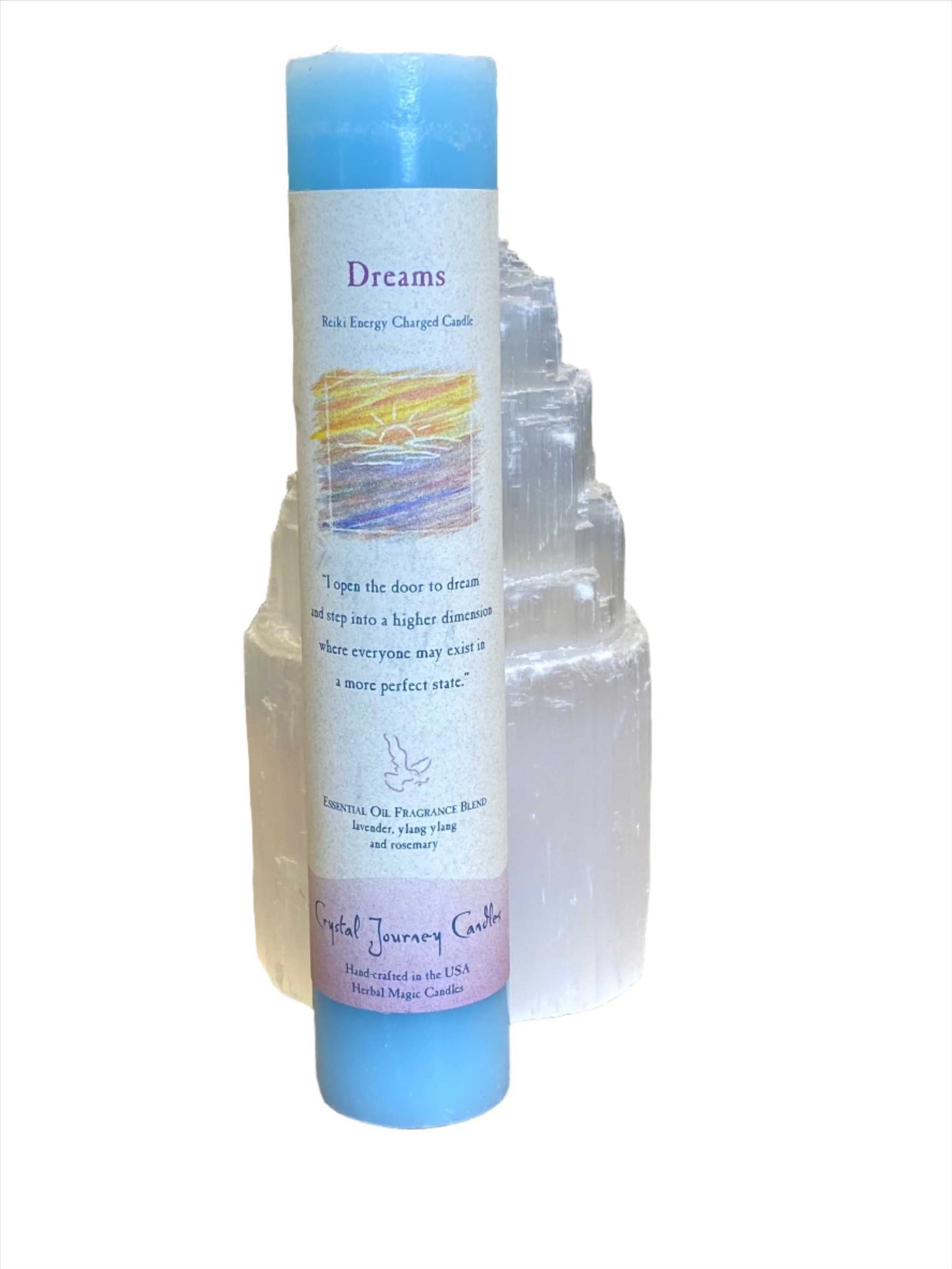 Crystal Journey Reiki Pillar Candle Dreams