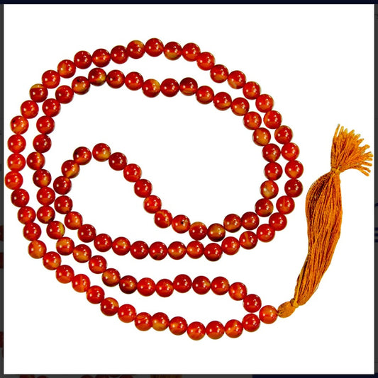 Carnelian Mala Prayer Beads, Healing Lotus Shop