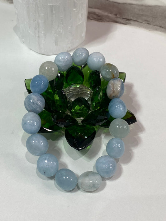 Aquamarine Free-Form 10mm Bead Bracelet - Healing Lotus Shop