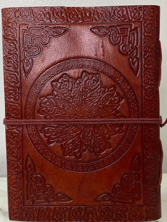 5" x 7" Celtic Mandala leather blank book w/cord - Healing Lotus Shop