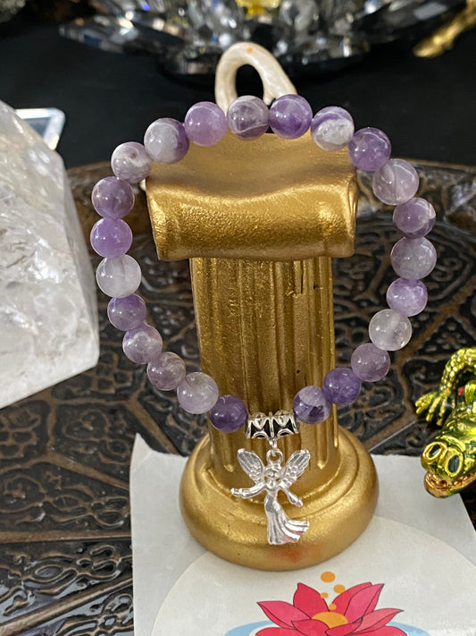Amethyst Angel Charm Gemsone Bracelet - Healing Lotus Shop