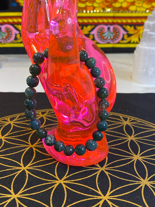 7mm Green Jasper Beaded String Bracelet 7mm - Healing Lotus Shop