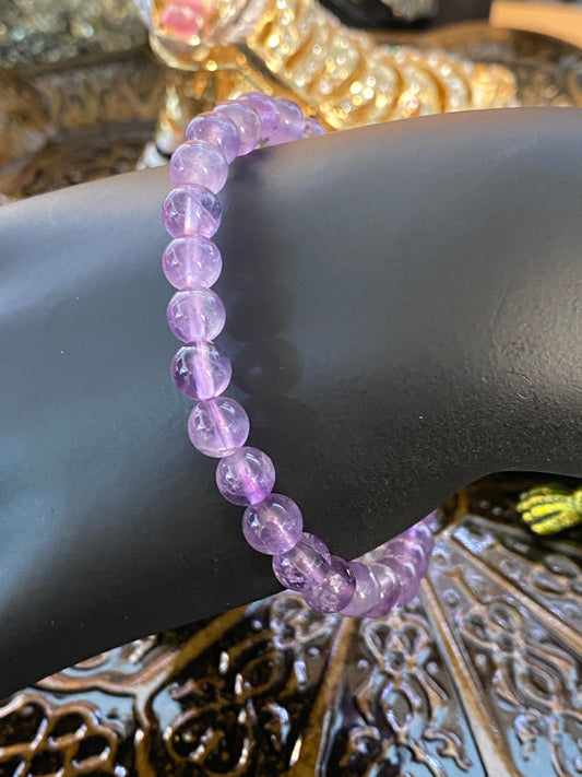 Amethyst Beaded String Bracelet 6mm - Healing Lotus Shop