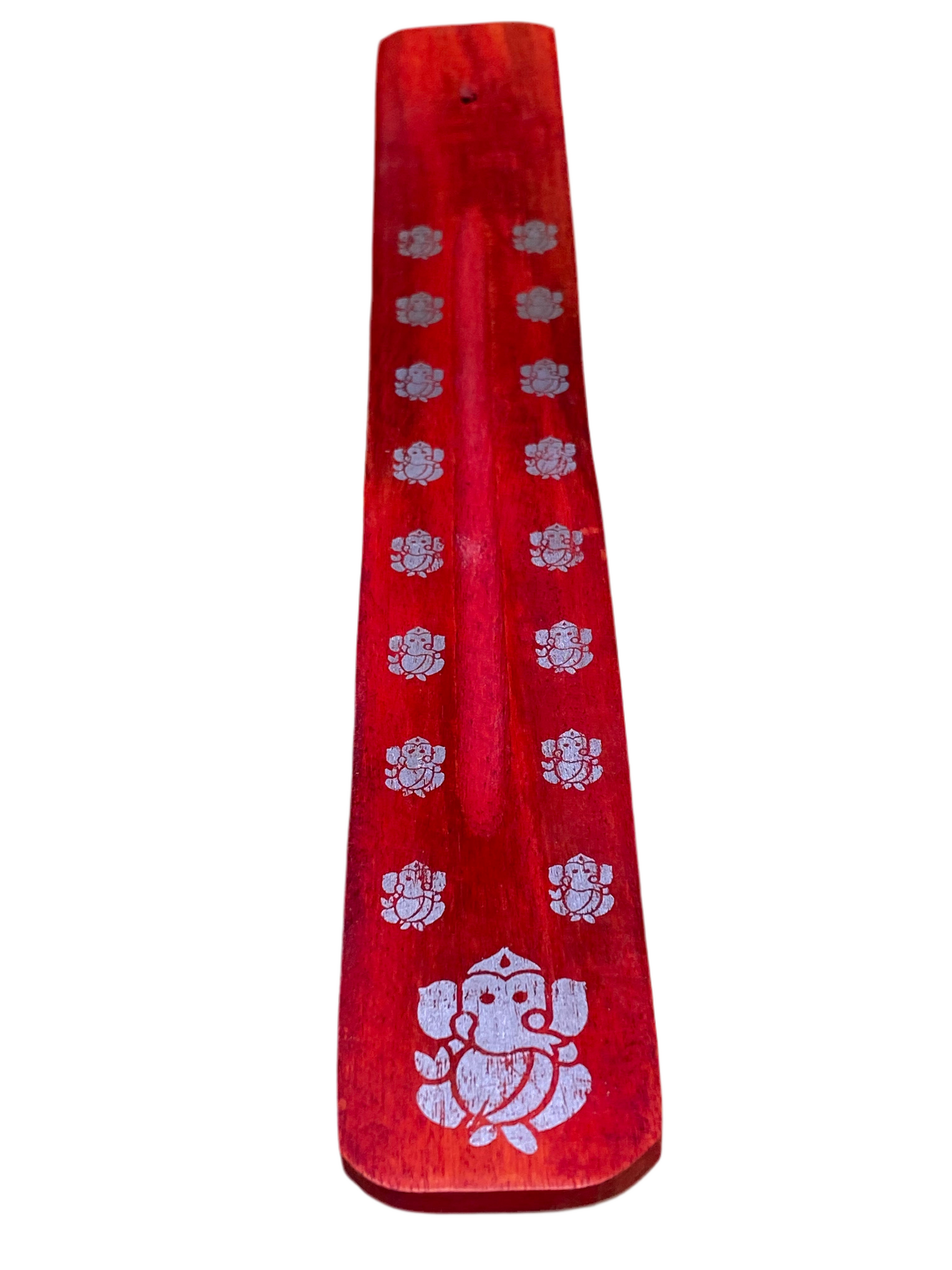 Wooden Incense Stick Holder Ganesha Red