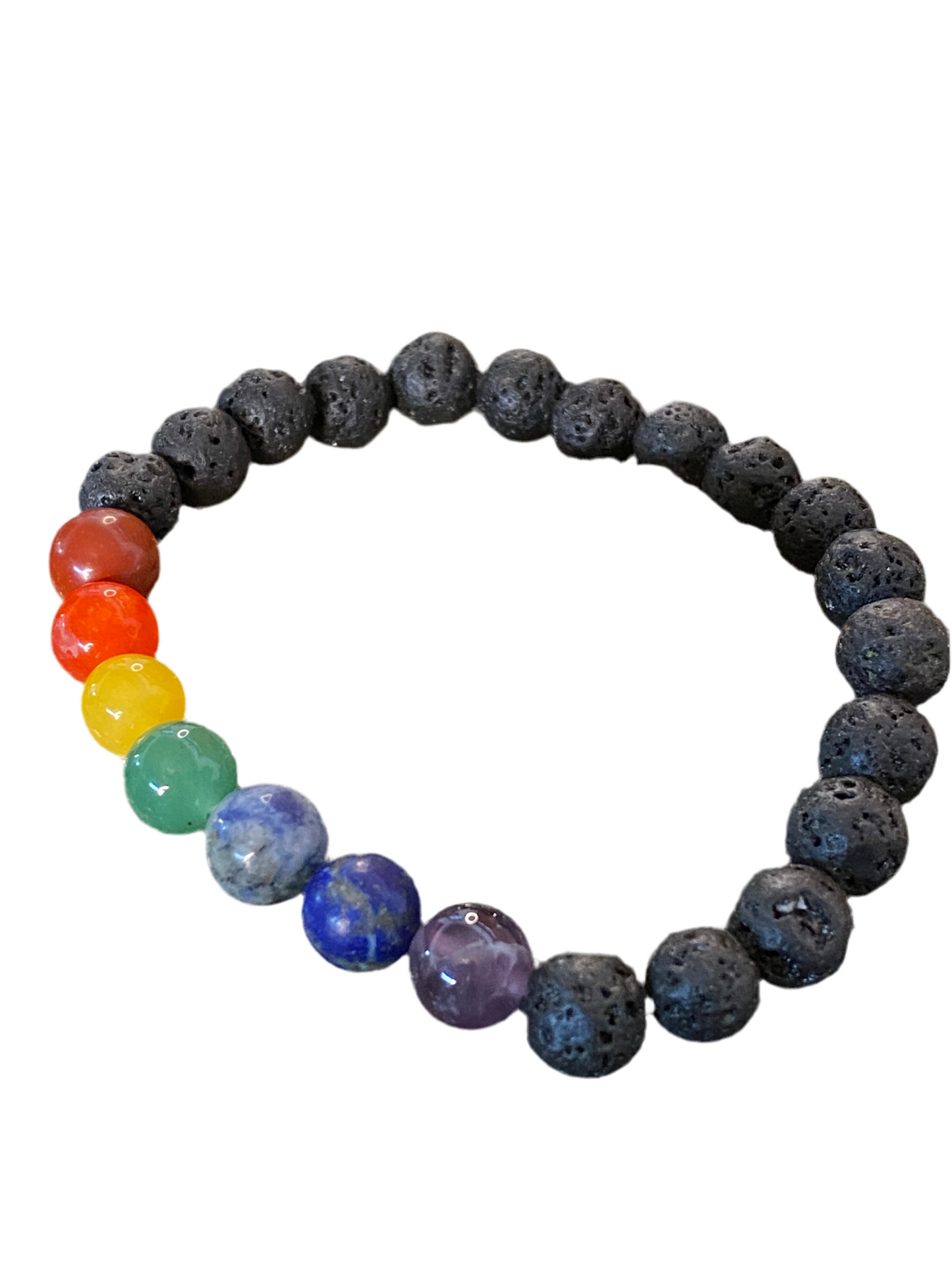 Lava Rock 7 Chakra Beaded String Bracelet