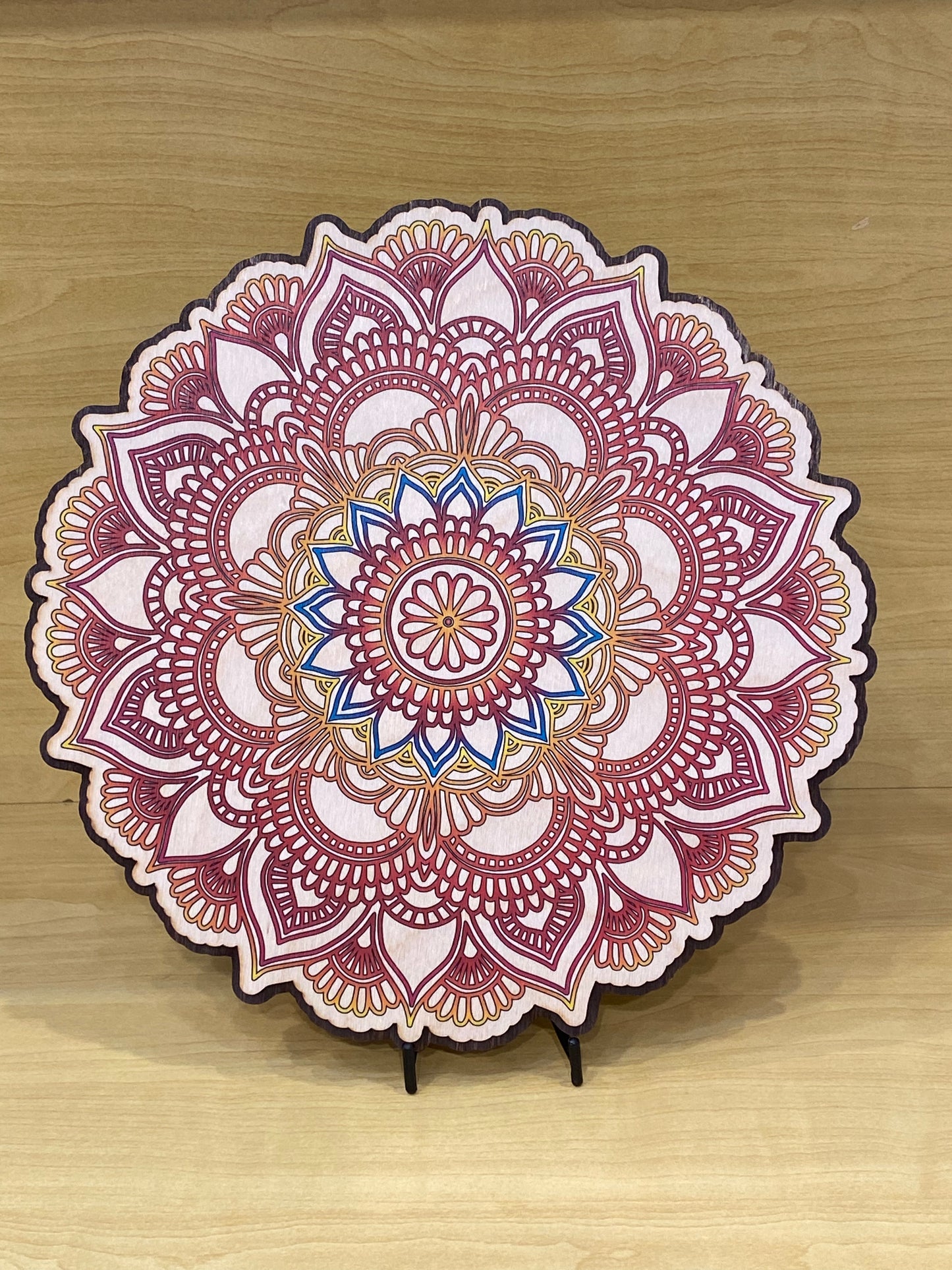 Wooden Round Wall Art Colorful Mandala