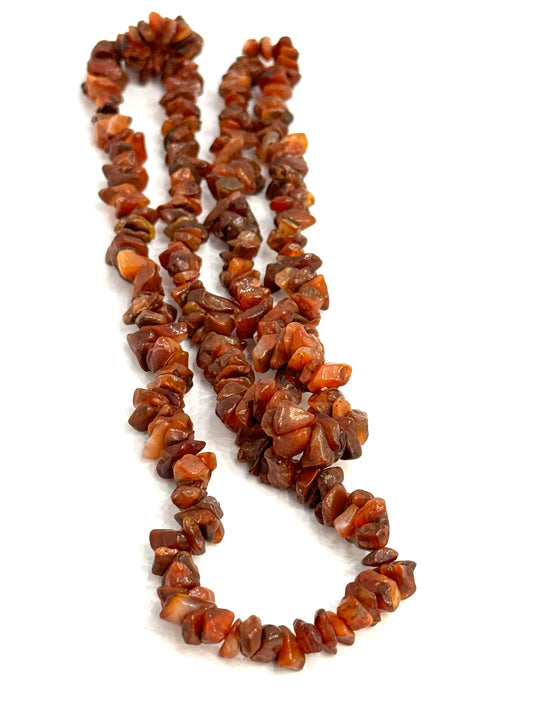 Carnelian Agate Dark Chip Long Necklace