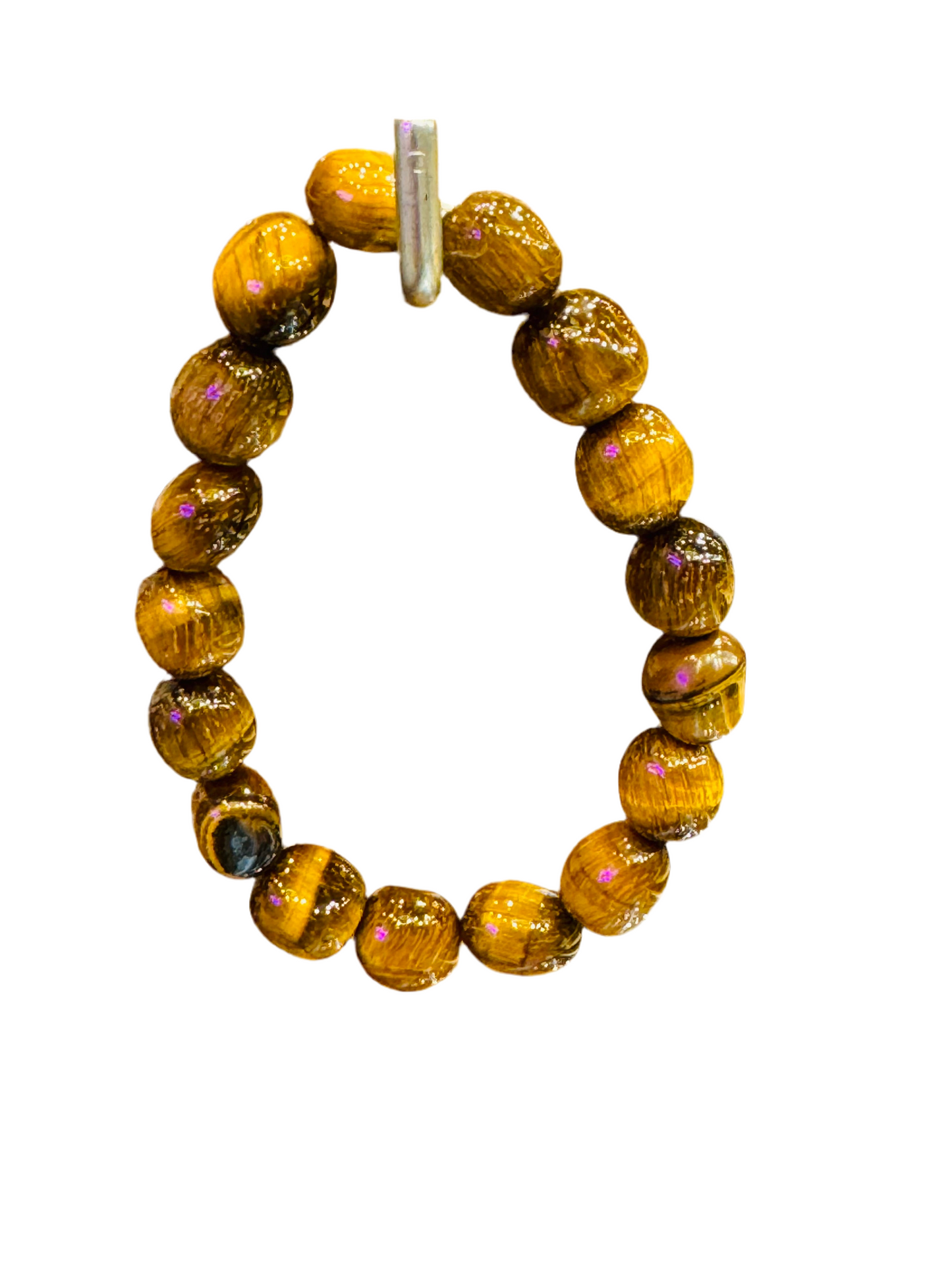 Natural Tigers Eye Nugget Polished Beaded Bracelet 7mm