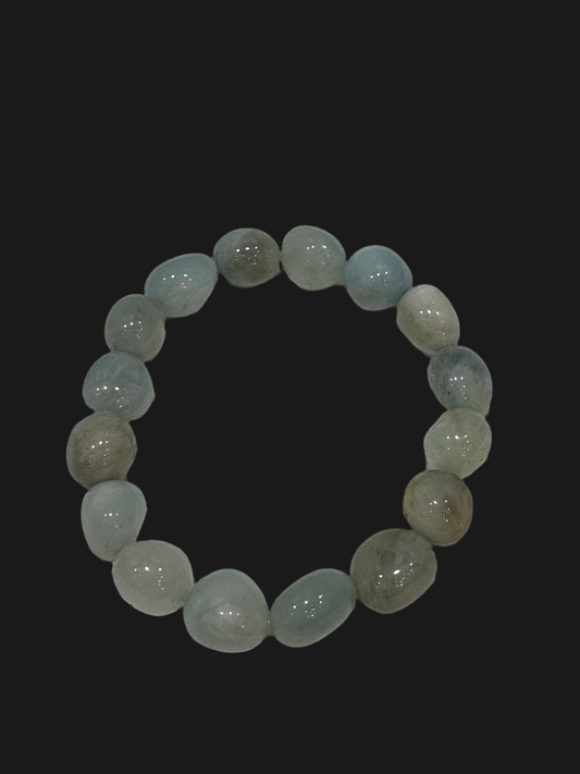 Aquamarine Nugget Tumbled Polished Beaded Bracelet