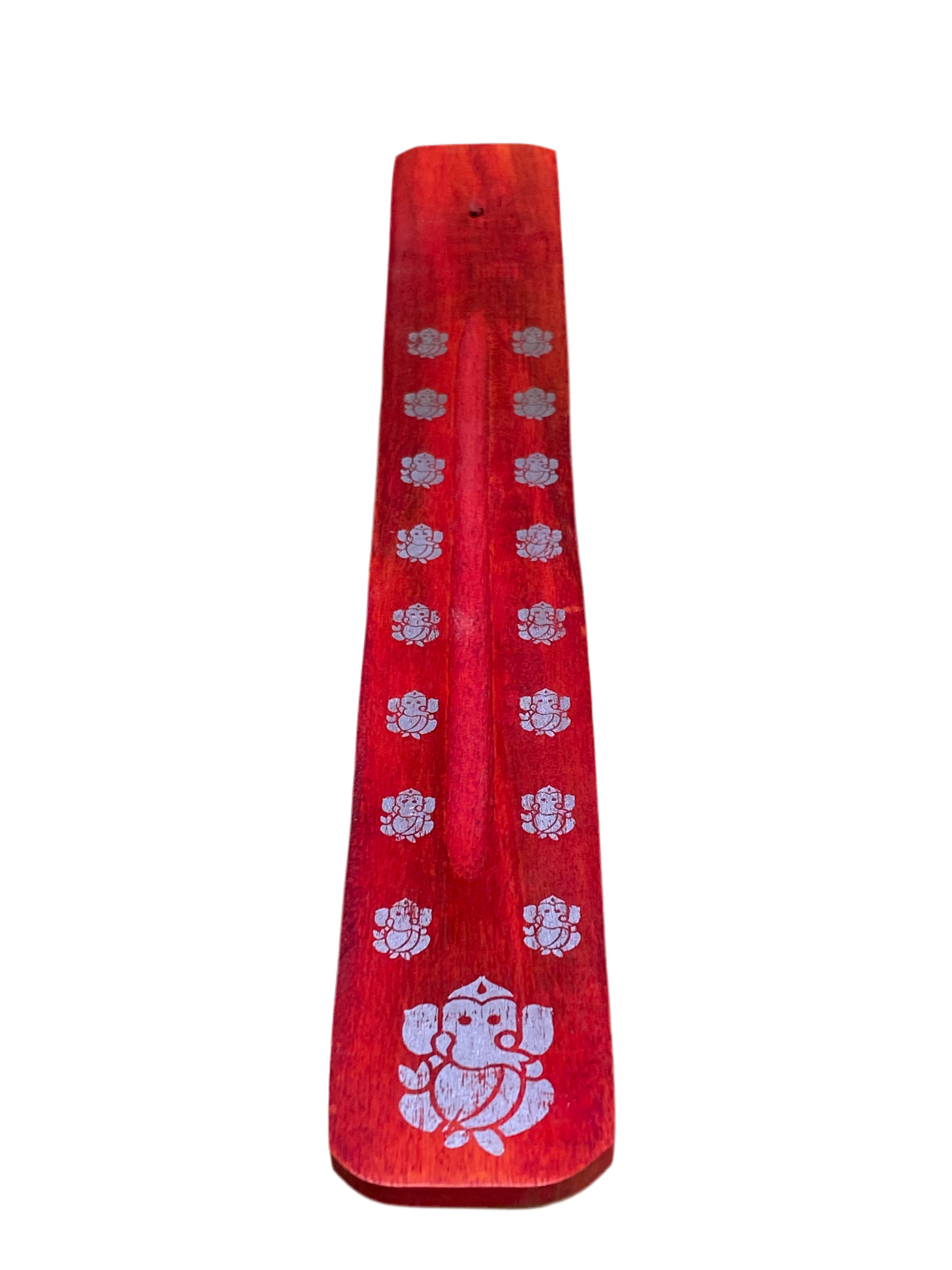 Wooden Incense Stick Holder Ganesha Red
