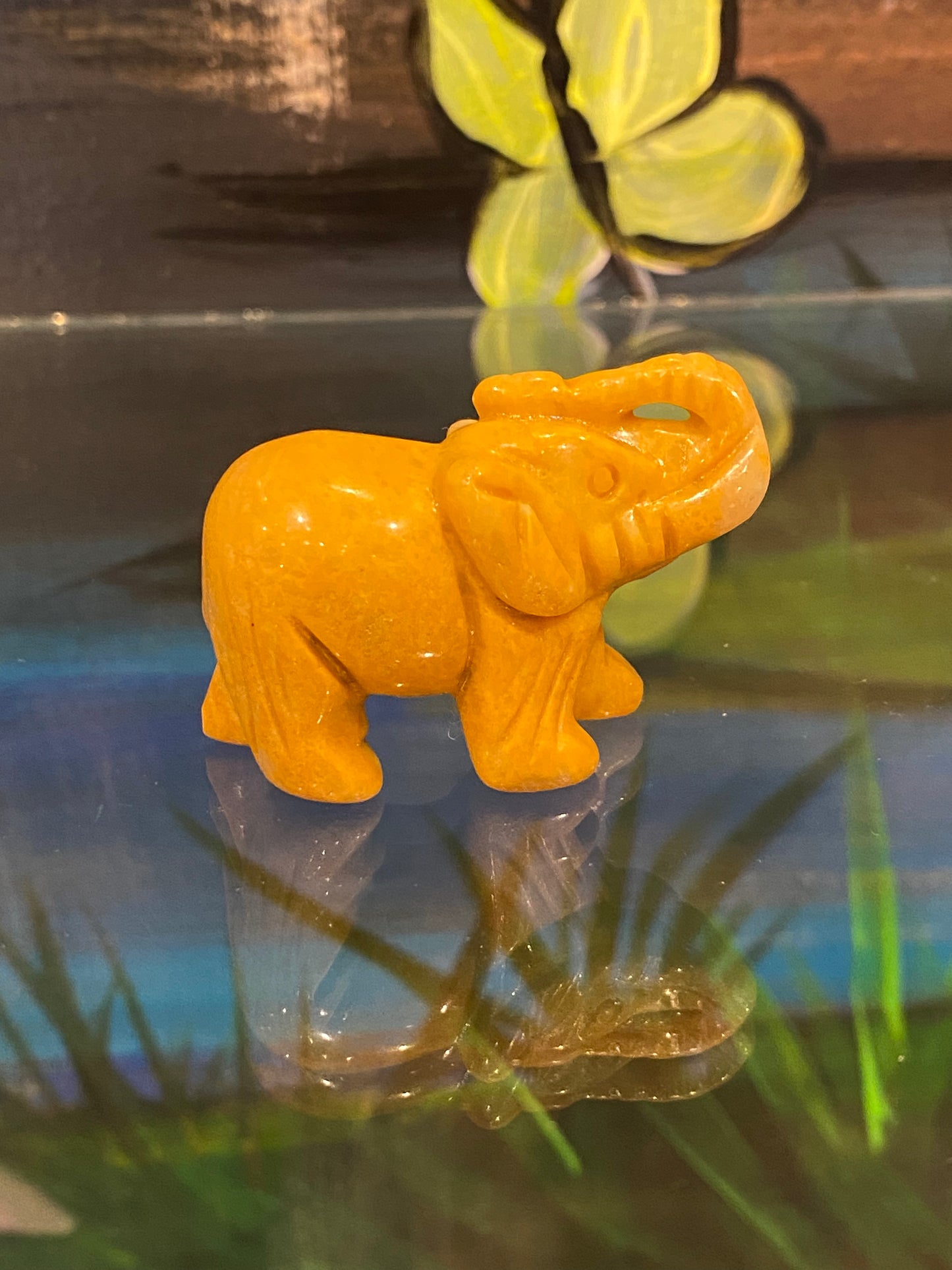 Yellow Jasper Polished Hand Carved Spirit Animal Elephant