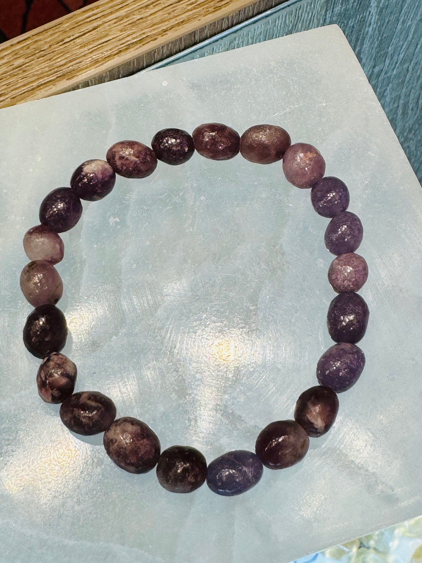 Lepidolite Nugget Beaded Stretch Gemstone Bracelet 5 mm