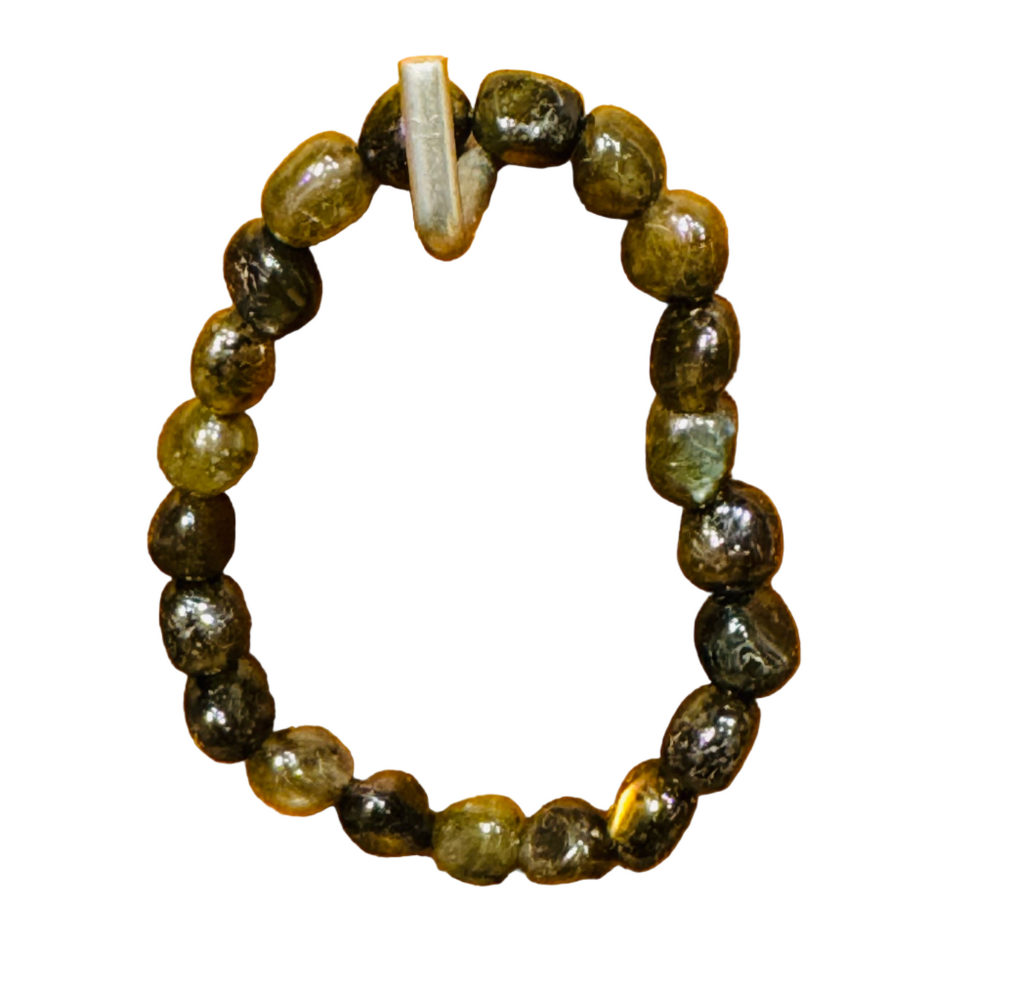 Labradorite Nugget Tumbled Bracelet 7mm for Protection, Intuition, and Aura Shielding