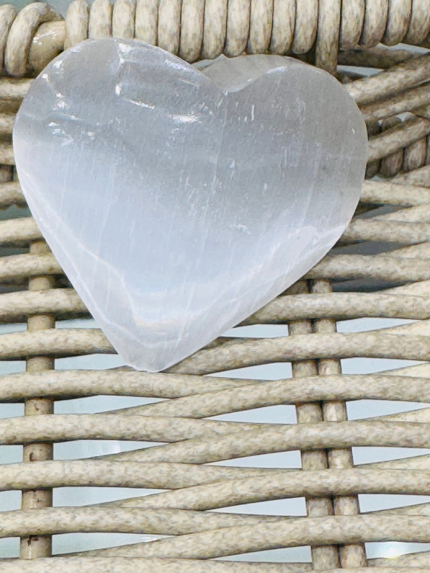 Selenite Heart Palm Stone Medium Size 1pc