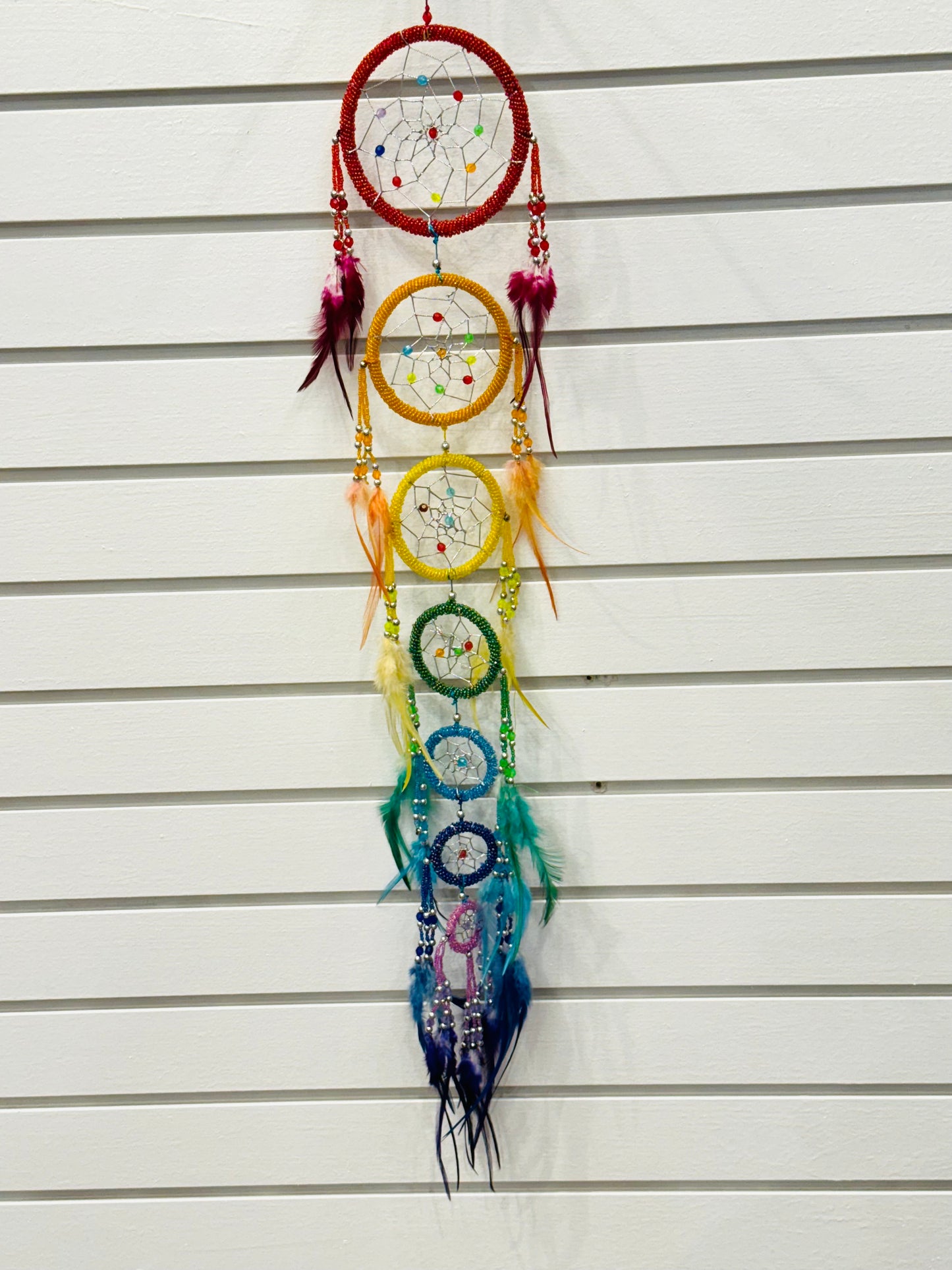 Chakra Dreamcatcher with Beads and Feathers