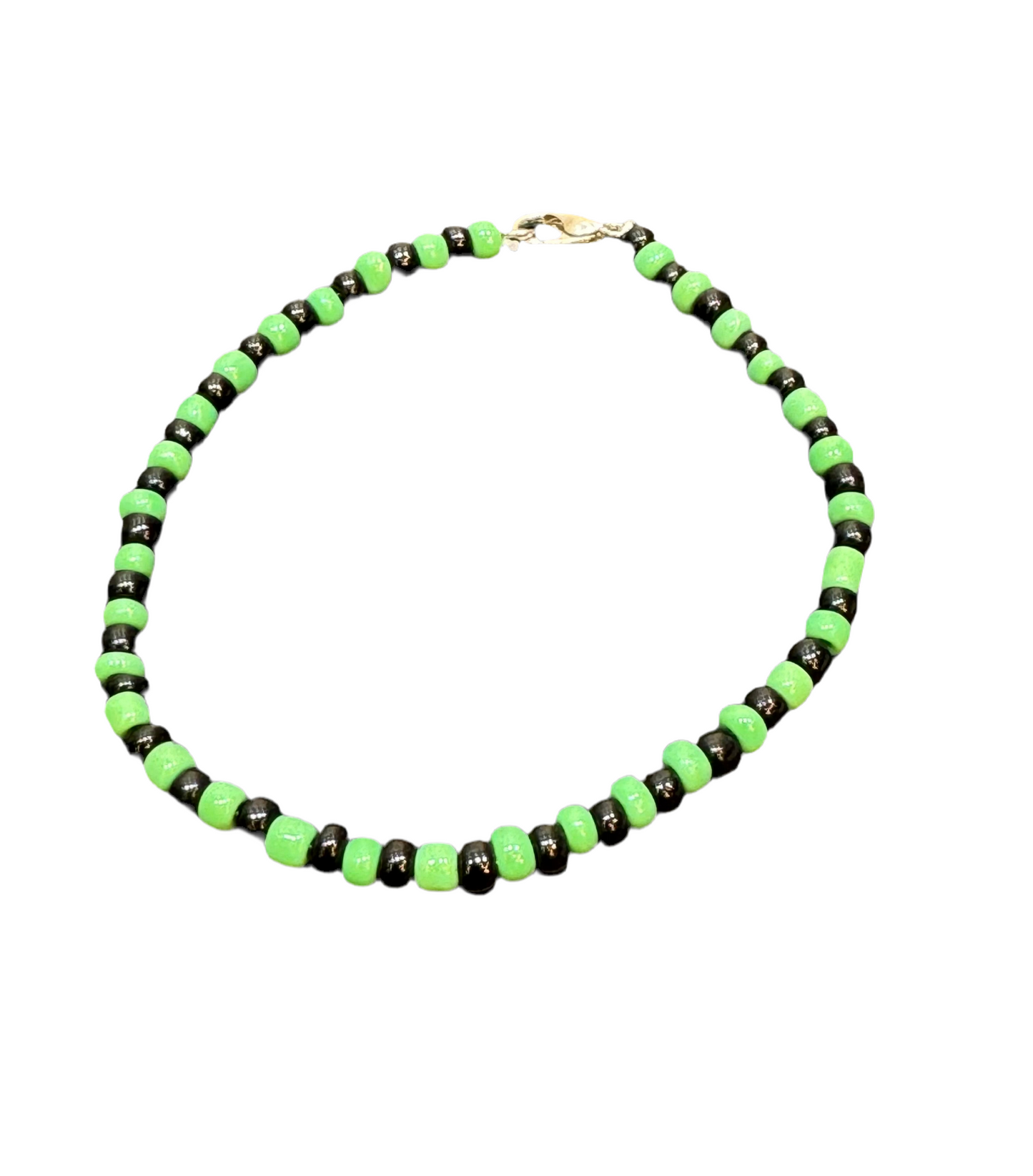 Orisha Ogún Handmade Beaded Green and Black Bracelet with Clasp