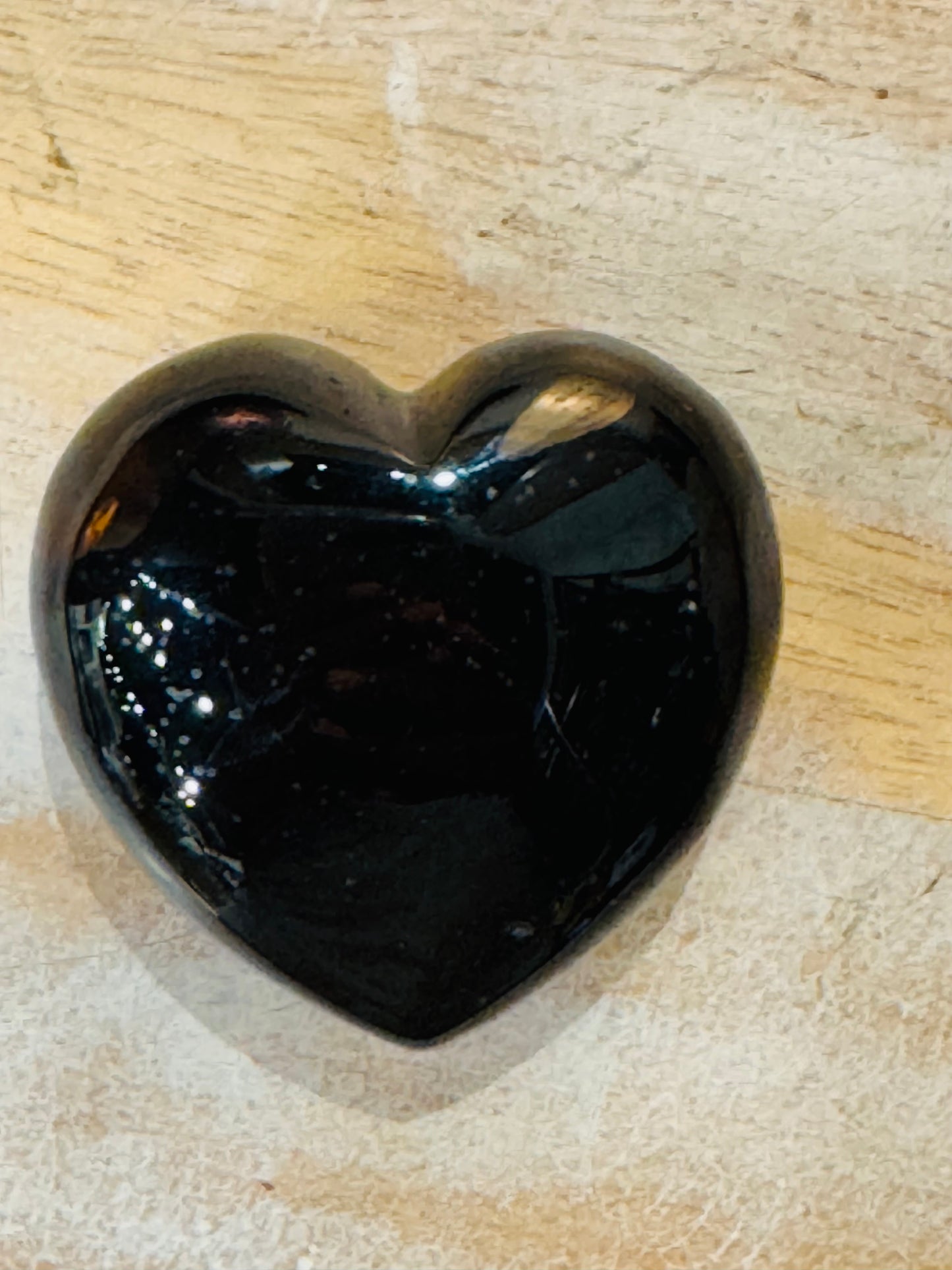 Shungite Hand Carved Polished Palm Stone Heart