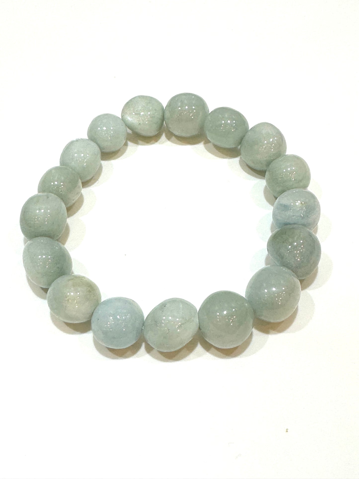 Aquamarine Free-Form Polished 10mm Beaded Bracelet