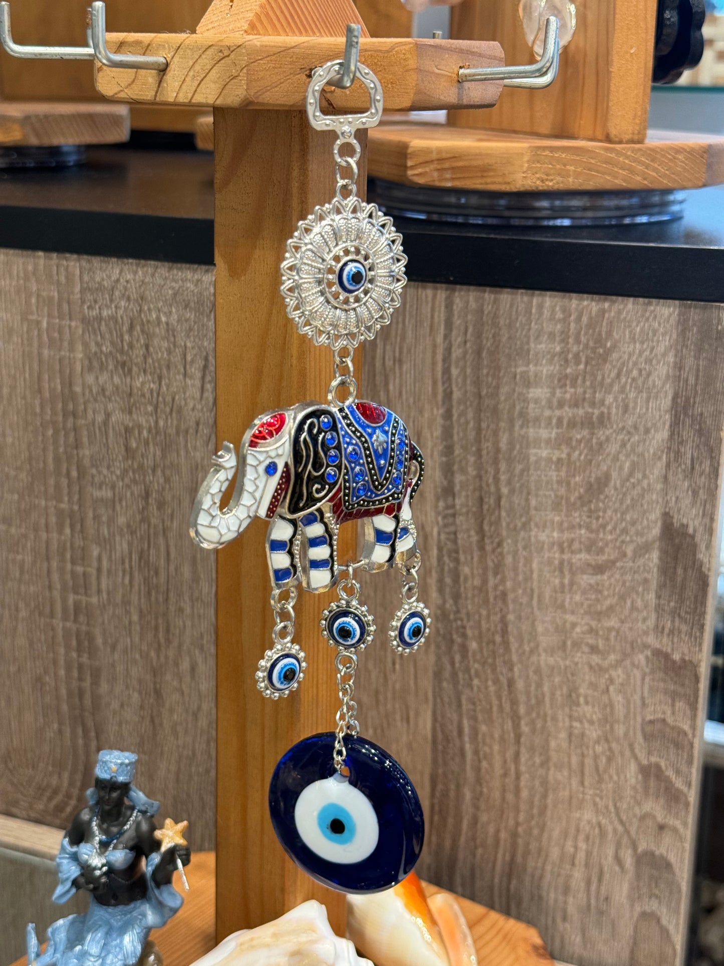 Lucky Elephant Evil Eye with Flower and Evil Eye Talisman Wall Decor