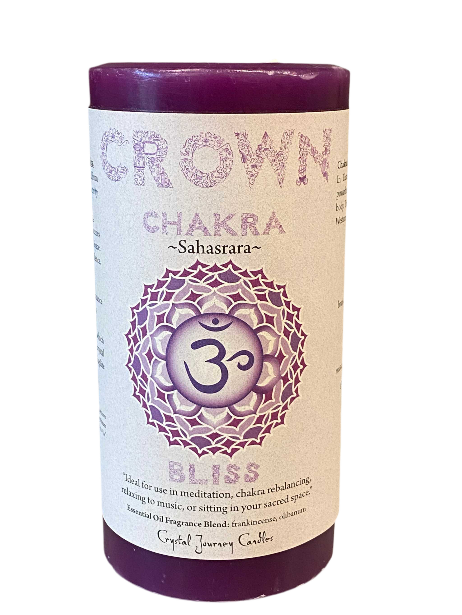Crystal Journey Crown Chakra Candle for spiritual connectivity and meditation, promoting peace and awareness.