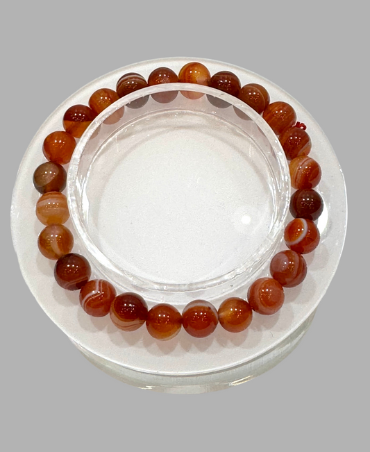 Fire Agate Round Stretch Beaded Bracelet