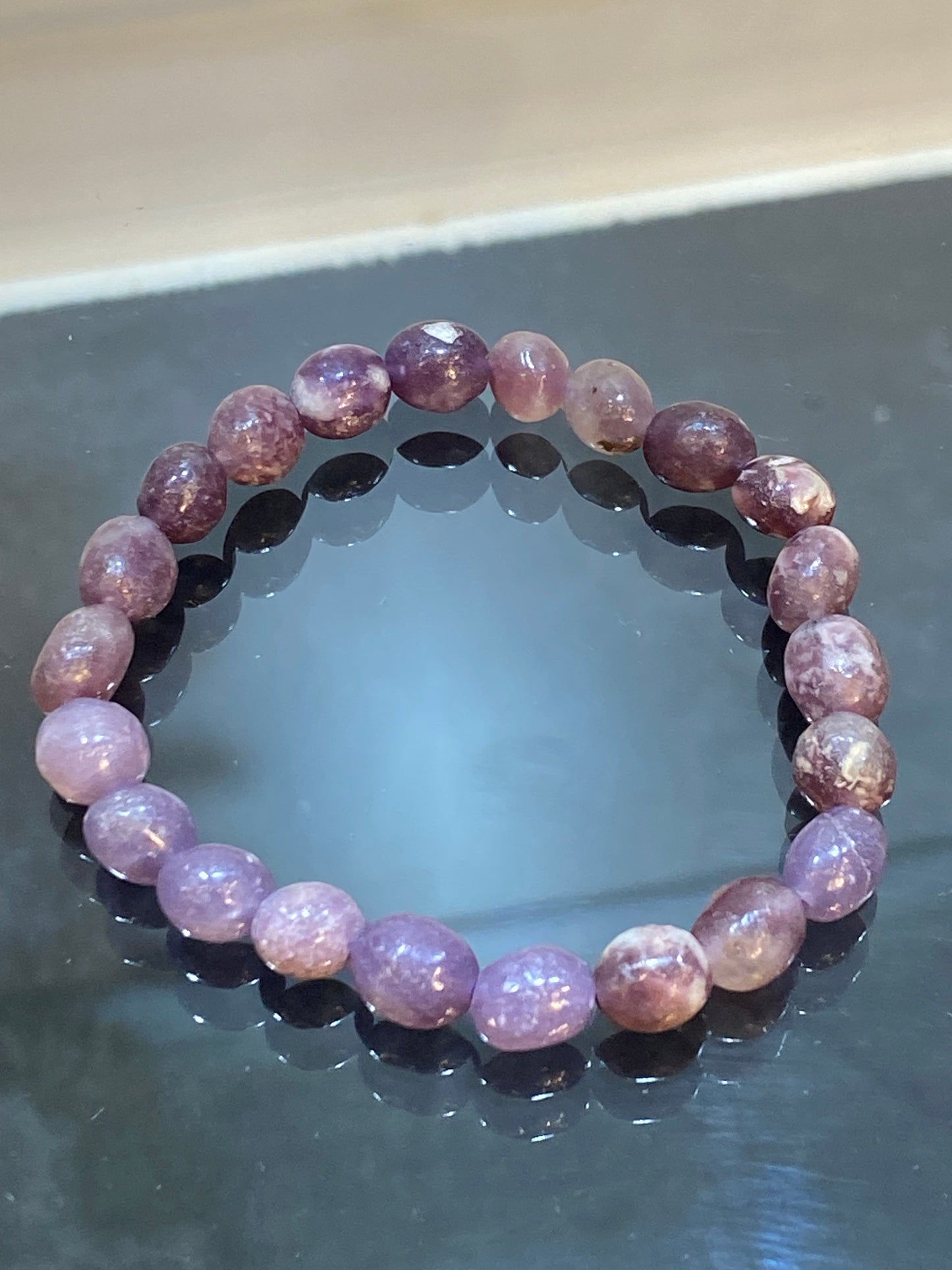 Lepidolite Nugget Beaded Stretch Gemstone Bracelet 5 mm