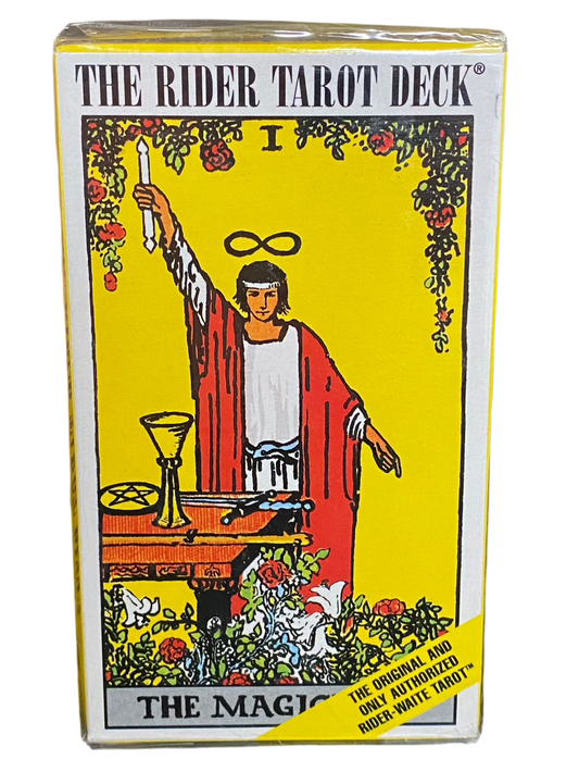 Rider Waite Tarot Deck box featuring The Magician card design.