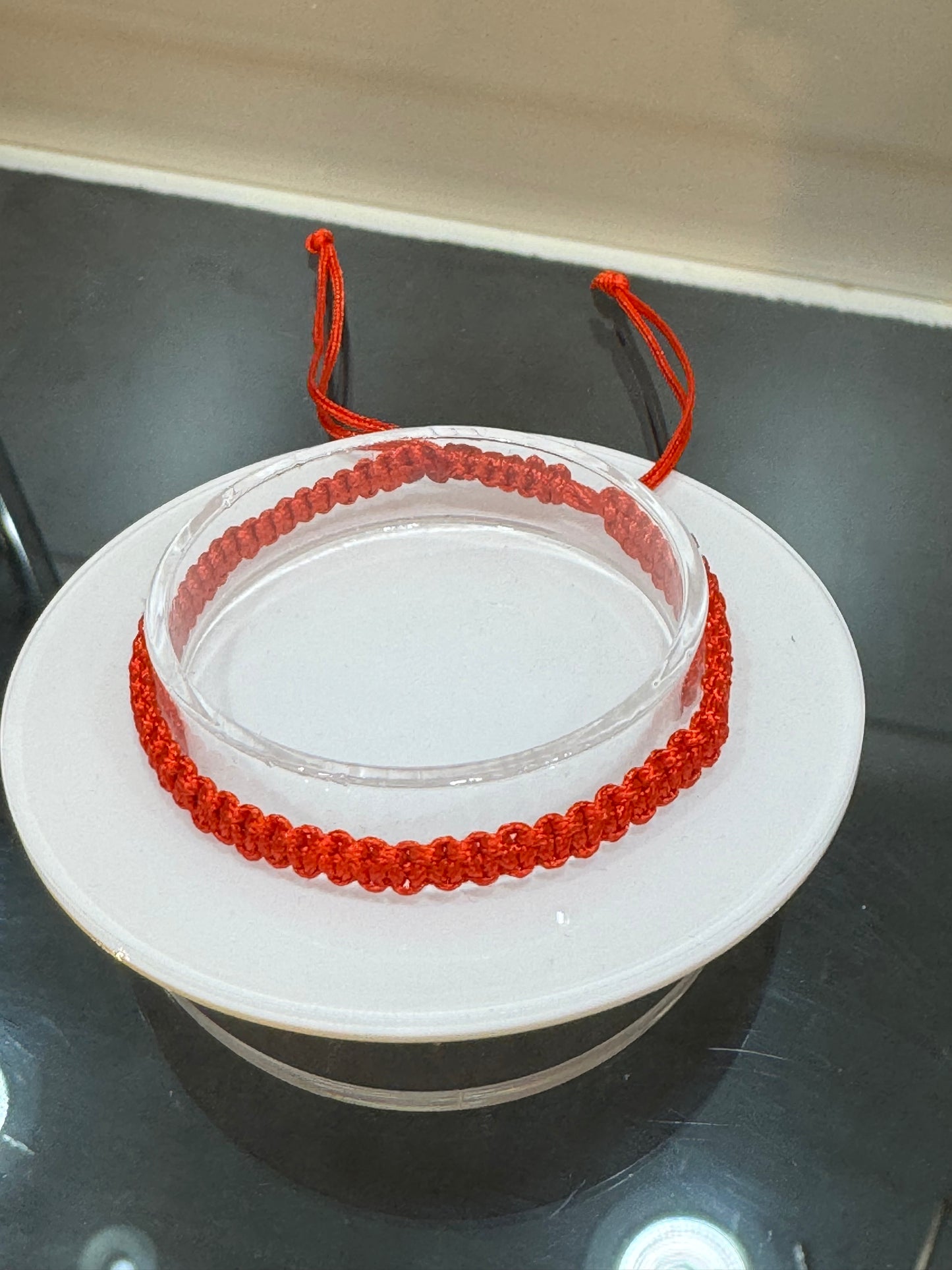 Red String Pull Tie Bracelet Plain