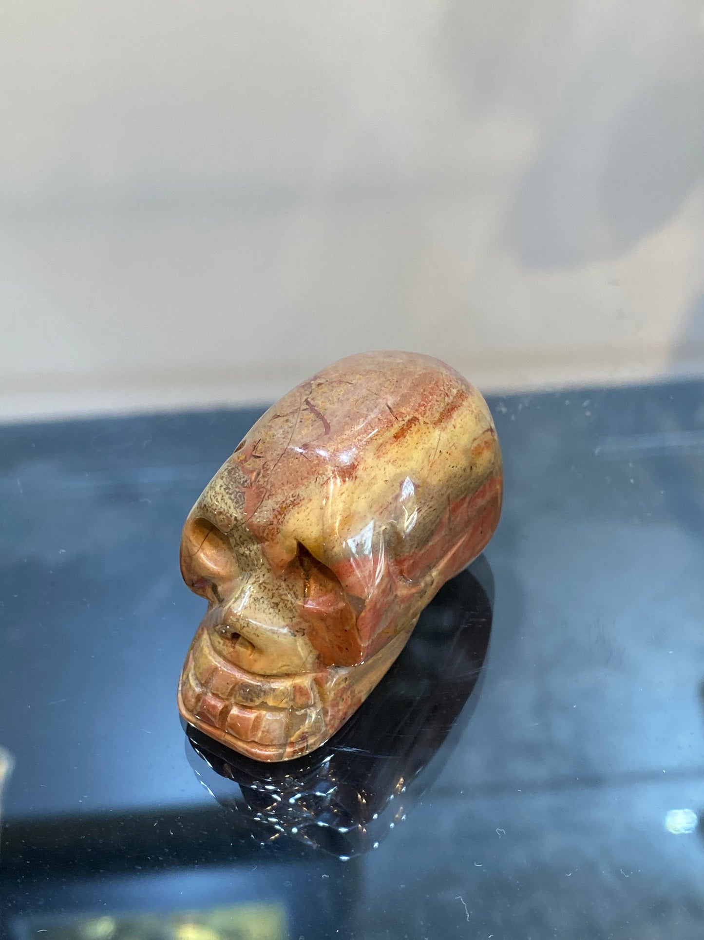 Polished Hand Carved Jasper Gemstone Crystal Skull Head Small